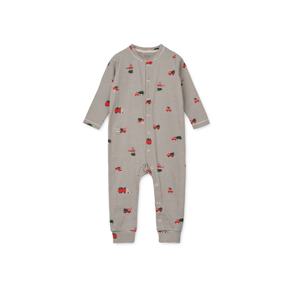 Liewood Birk Printed Pyjamas Jumpsuit - Holiday vehicles / Stripe navy - PYJAMAS JUMPSUIT