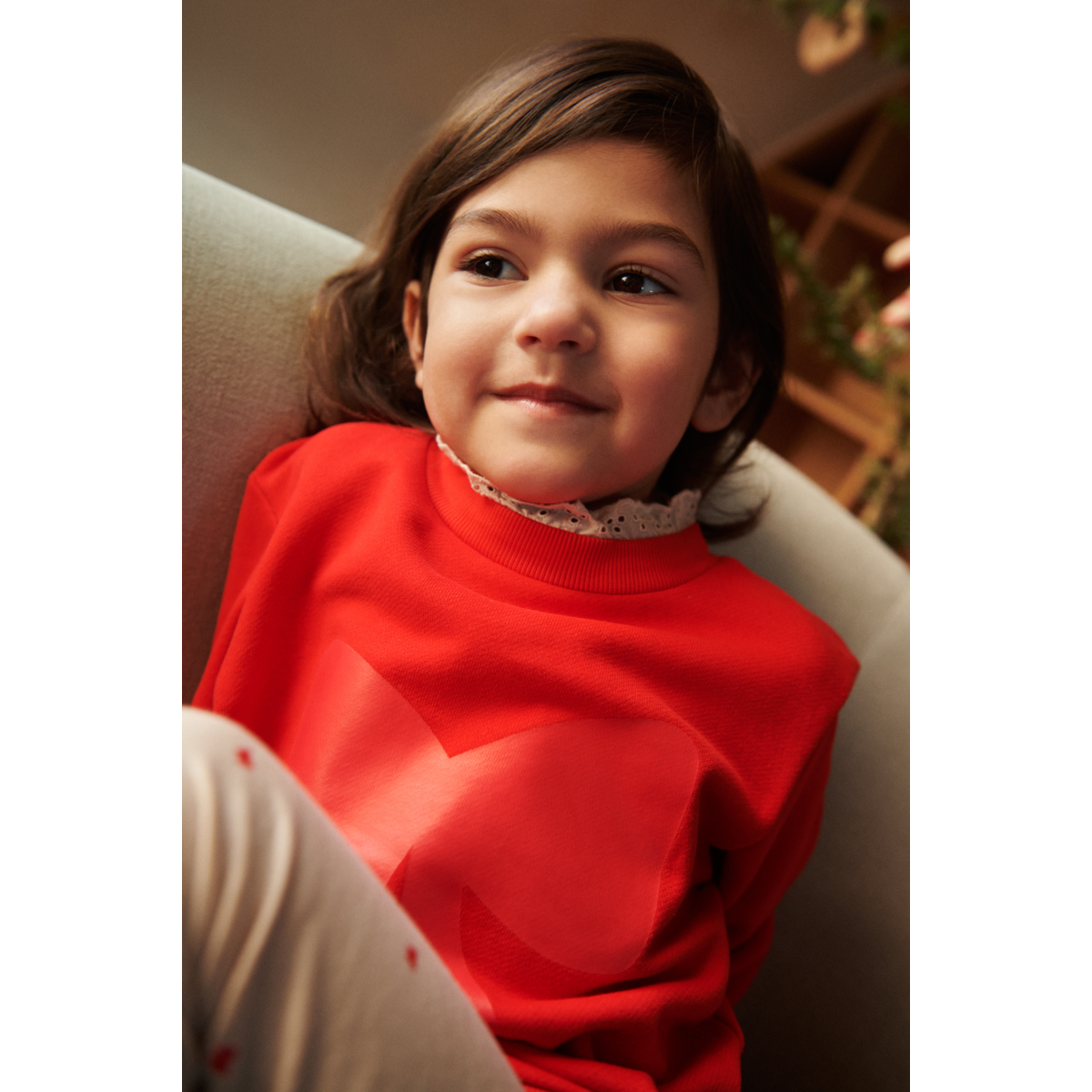 Liewood Rakel sweatshirt with lace - Holiday bow dark red / Apple red - SWEATSHIRT