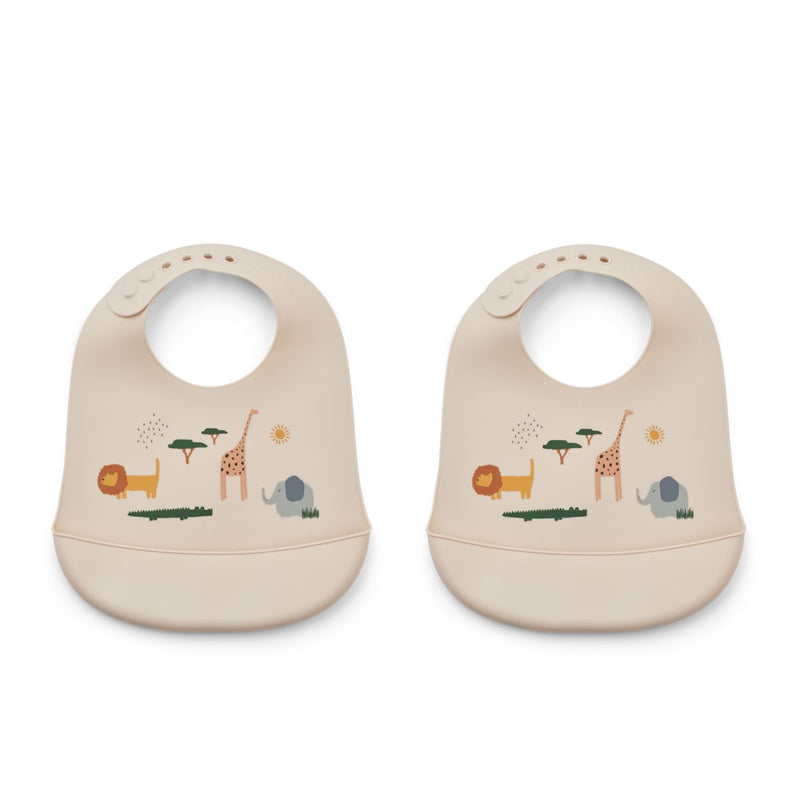 Liewood Tilda Silicone Bib 2 Pack - Safari sandy mix - BIB