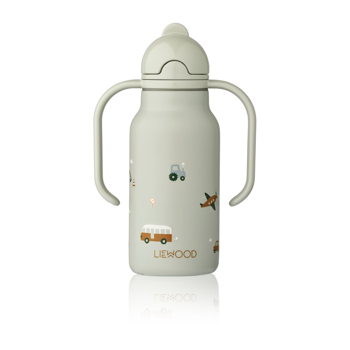 Liewood Kimmie Printed Bottle 250 Ml - Vehicles / Dove blue - WATER BOTTLE
