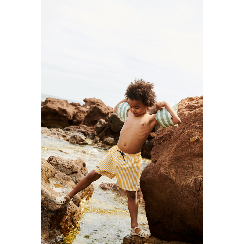 Liewood Duke Striped Swim Trunks - Y/D stripe Yellow Mellow/ Creme de la creme - BOARD SHORTS