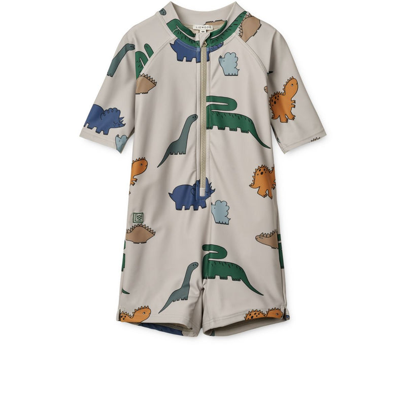 Liewood Max short-sleeved UV jumpsuit - Dinosaurs / Mist - SWIMSUIT