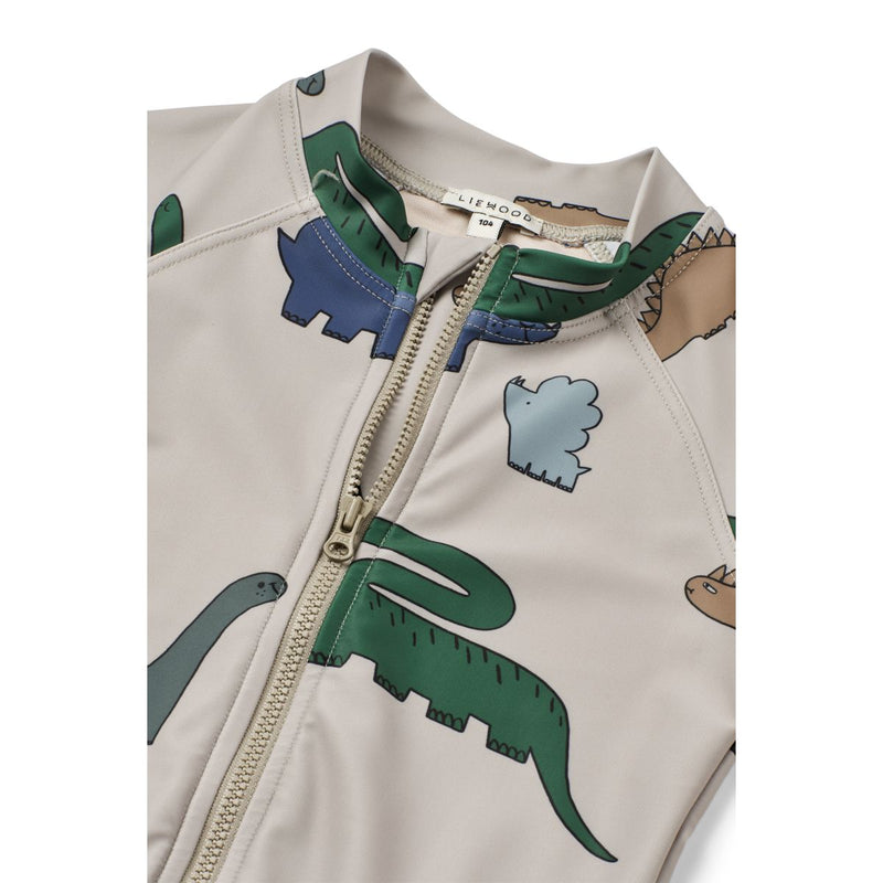 Liewood Max short-sleeved UV jumpsuit - Dinosaurs / Mist - SWIMSUIT