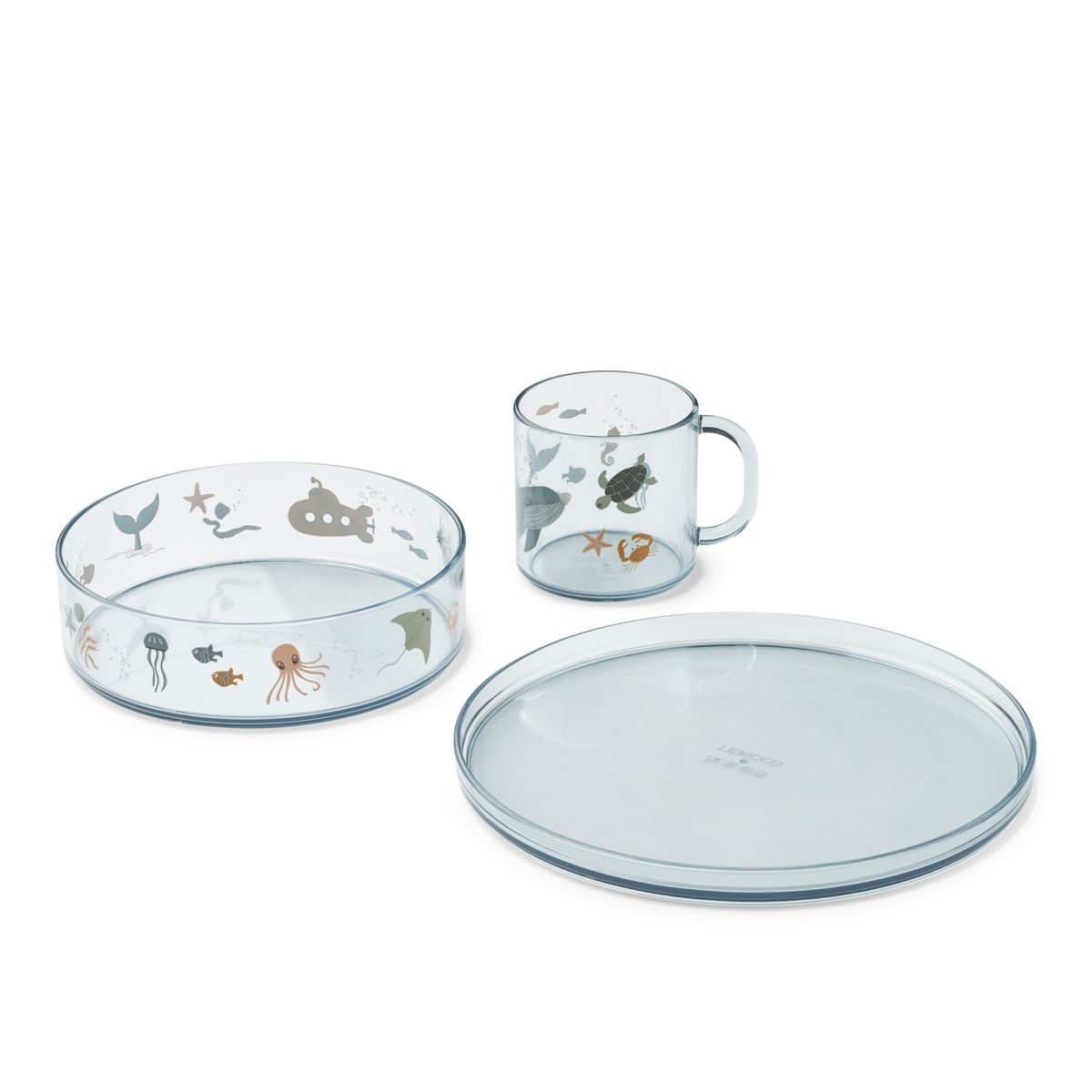 Liewood Siva Printed Tritan Tableware Set - Sea creature / Sandy - TABLEWARE SET