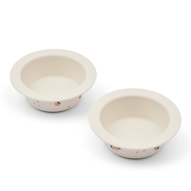 Liewood Peony Printed Suction Bowl 2-Pack - Peach / Sea shell - BOWL