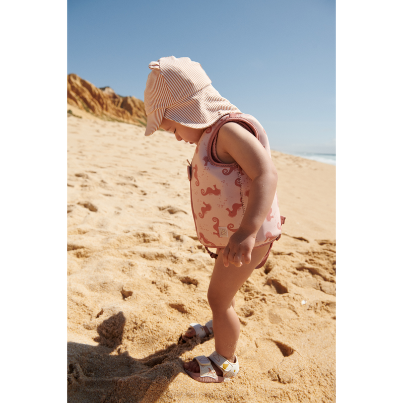Liewood Senia seersucker sun hat - Y/D stripe Pale tuscany / Creme de la creme - SWIM HAT