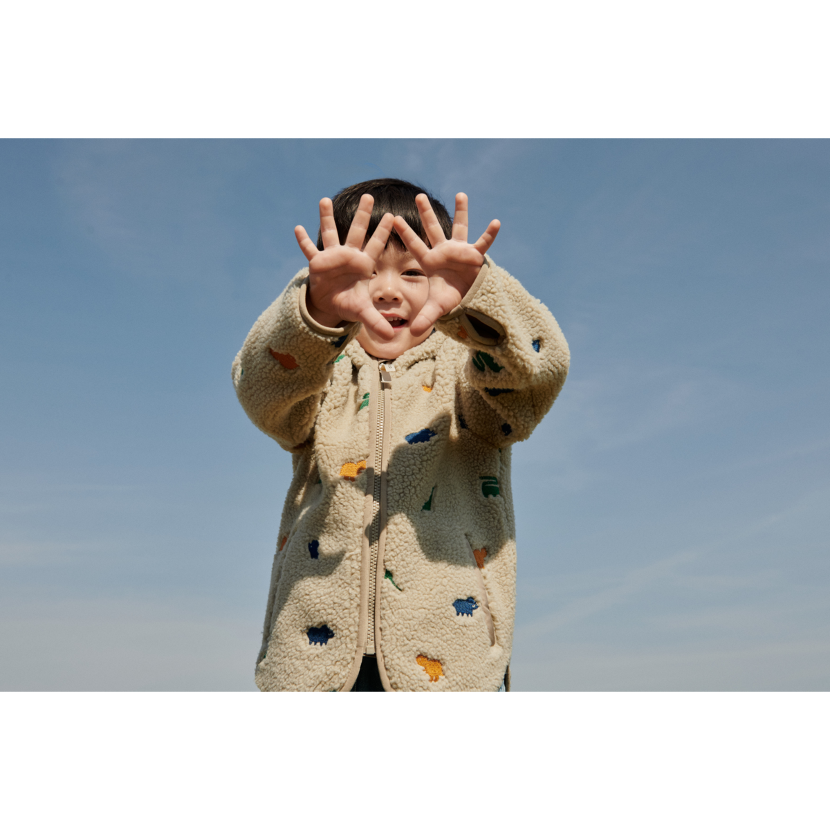 Liewood Mara Pile Jacket - Dinosaur / Mist embroidery - JACKET
