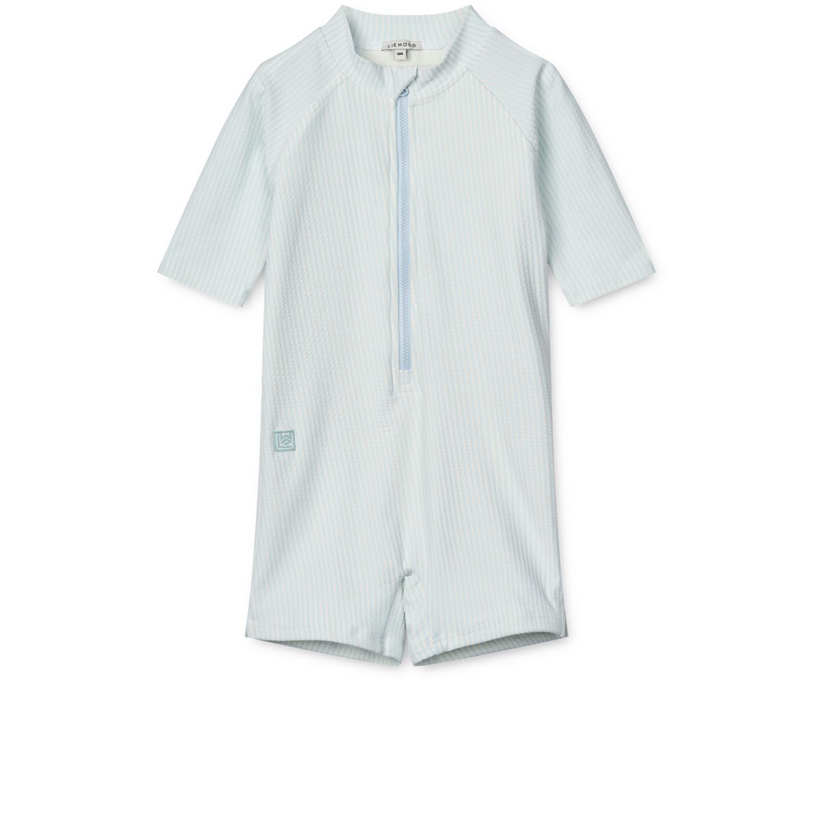 Liewood Max Seersucker Short-sleeve swim Jumpsuit - Y/D stripe Pure sky / Creme de la creme - SWIMSUIT