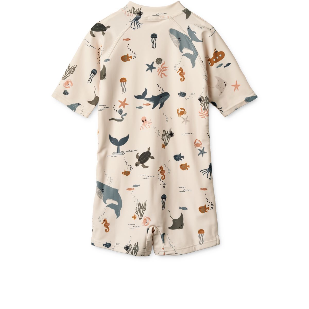 Liewood Max short-sleeved swim jumpsuit - Sea creature / Sandy - SWIMSUIT
