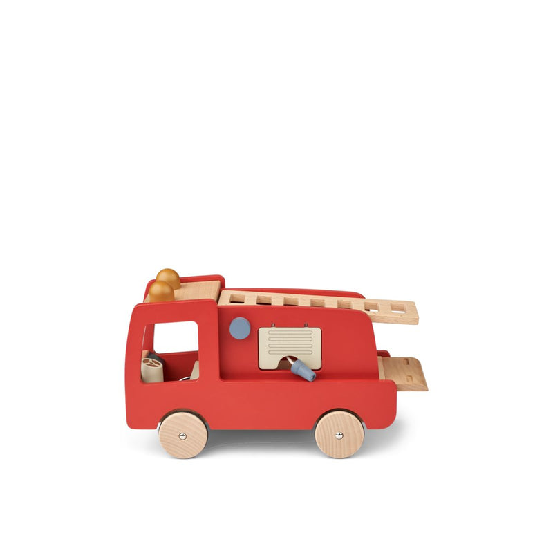 Liewood Eigil Fire Truck - Classic navy multi mix - PULL ALONG TOY