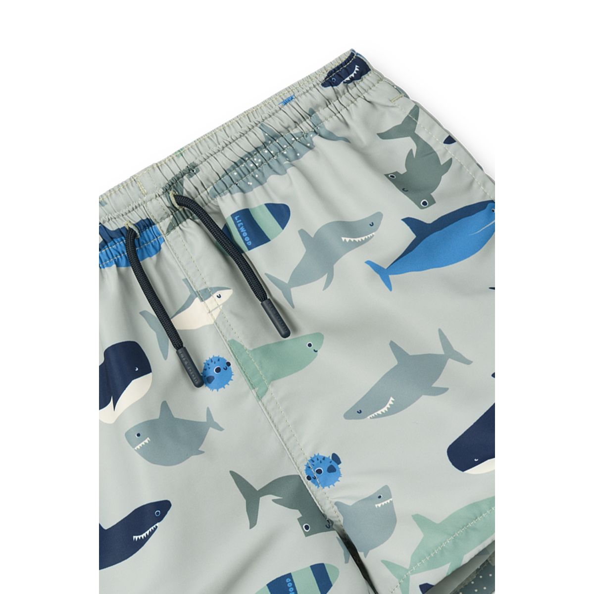 Liewood Aiden Printed Board Shorts - Shark / Dove blue - BOARD SHORTS