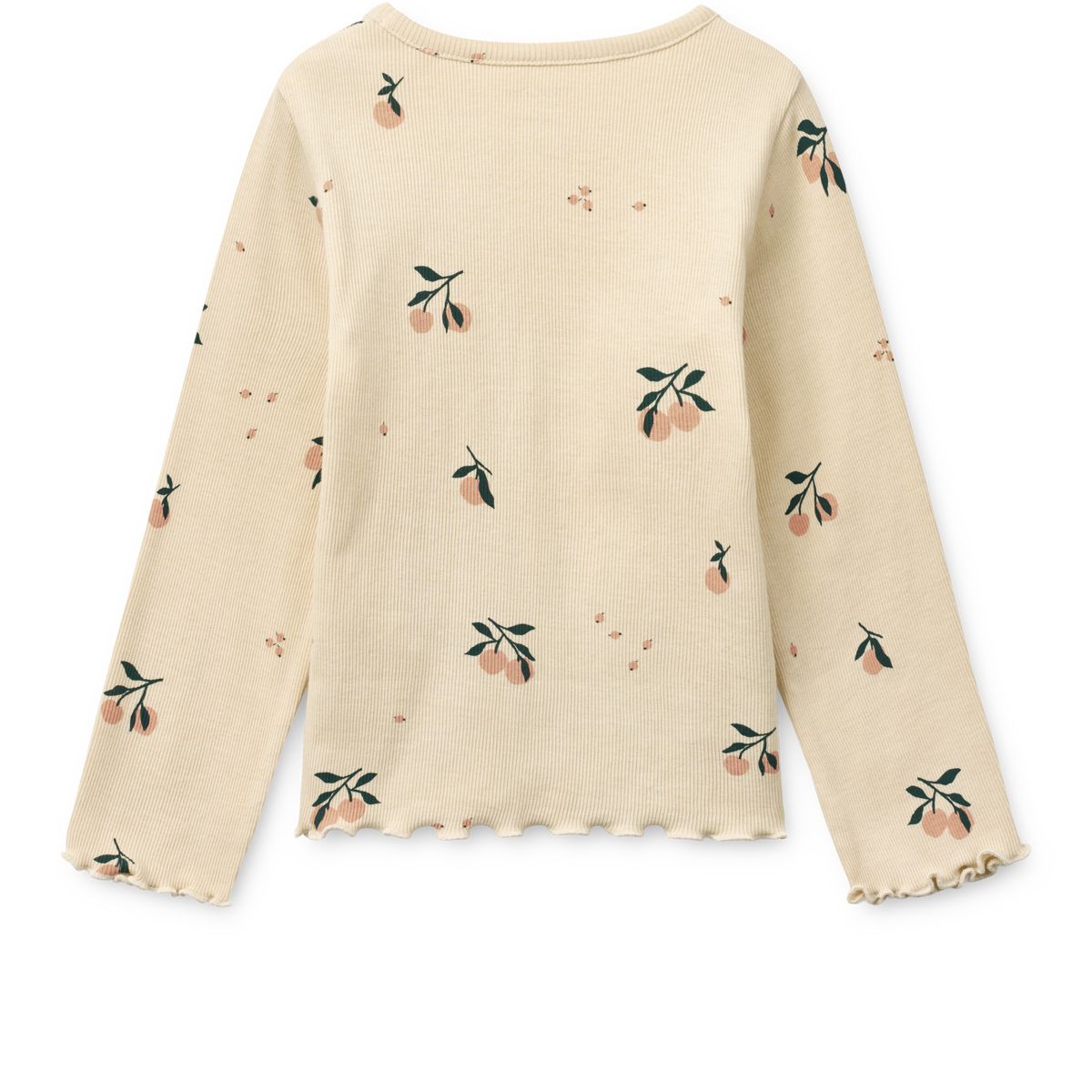 Nieve Printed Long-sleeve Rib T-shirt - Peach / Sea shell