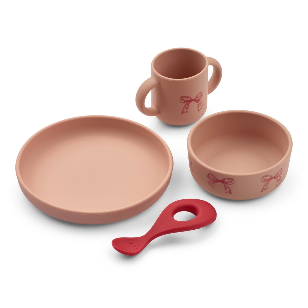 Liewood VIVI Silicone Tableware Set - Bow / Pale Tuscany - TABLEWARE SET