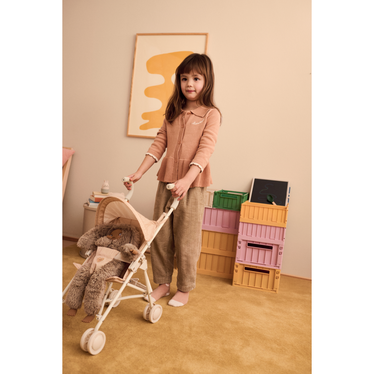 Elsie Doll Stroller - Y/D Stripe Pale tuscany / creme de la creme