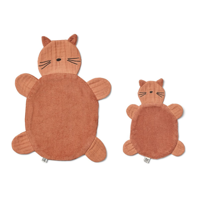 Liewood Janai Cat Cuddle Cloth 2-pack - Cat / Tuscany rose - CUDDLE CLOTH