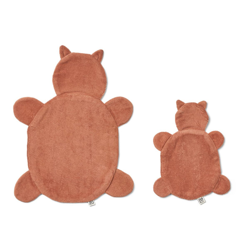 Liewood Janai Cat Cuddle Cloth 2-pack - Cat / Tuscany rose - CUDDLE CLOTH