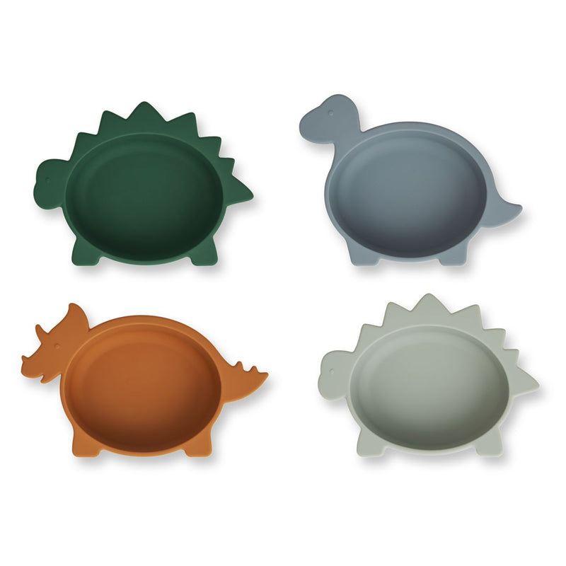 Liewood Iggy Silicone Bowls 4 Pack - Dino blue multi mix - BOWL