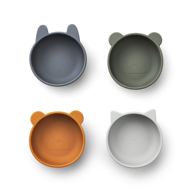 Iggy Silicone Bowls 4 Pack - Blue mix