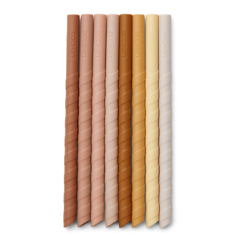 Liewood Zoe Silicone Straw Set 8 Pack - Rose multi mix - STRAW