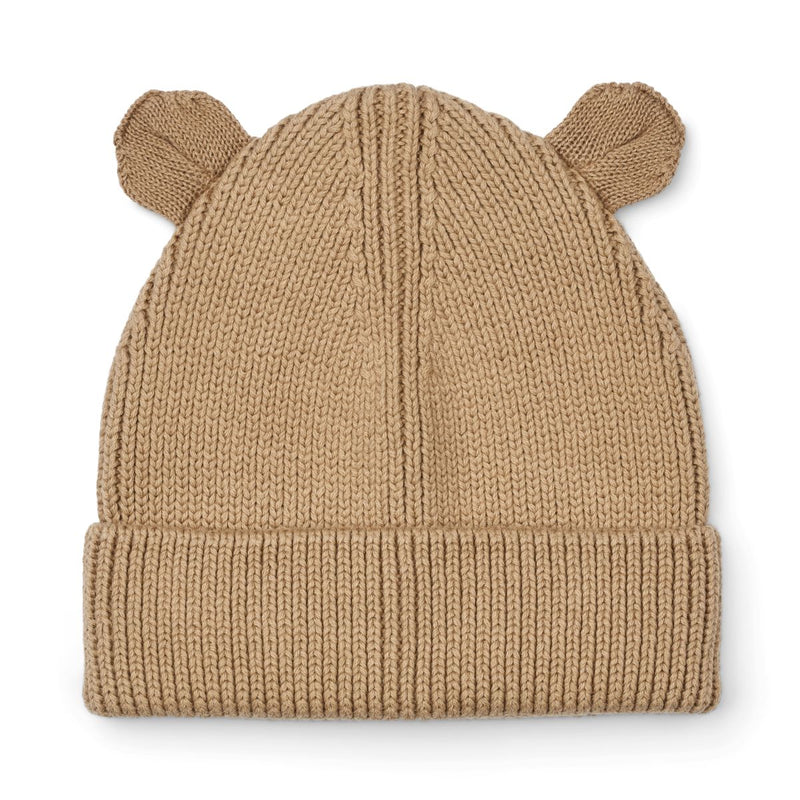 Liewood Gina Rib Knit Beanie with Bear Ears - Oat - HATS/CAP