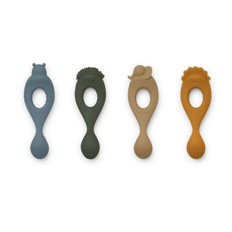Liewood Liva Silicone Spoon 4 Pack - Safari/blue multi mix - CUTLERY