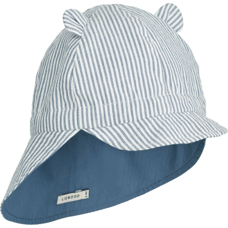 Liewood Gorm Seersucker Sun Hat - Y/D stripe: Blue wave/creme de la creme - HATS/CAP