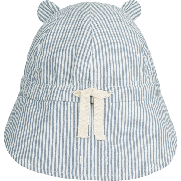 Liewood Gorm Seersucker Sun Hat - Y/D stripe: Blue wave/creme de la creme - HATS/CAP