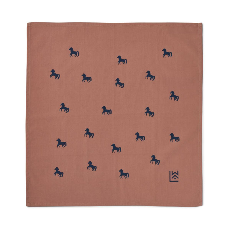 Liewood Bali Printed Cotton Bandana 2-Pack - Horses dark rosetta / Stripe mix - SCARF/NECK WARMER