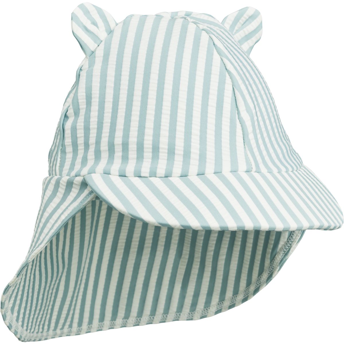 Liewood Senia seersucker swim hat - Y/D stripe: Sea blue/white - SWIM HAT