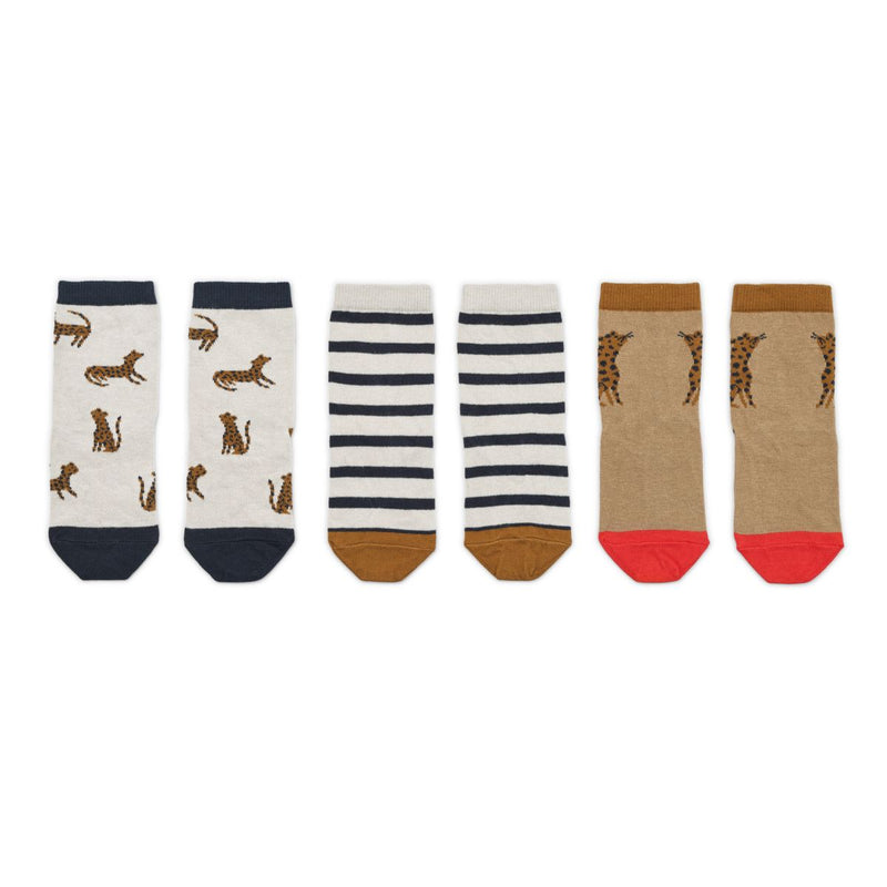 Liewood Silas Socks 3-Pack - Leopard / Sandy - SOCKS/STOCKINGS