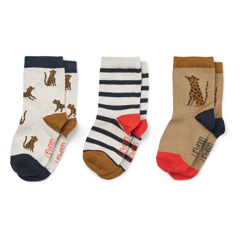 Liewood Silas Socks 3-Pack - Leopard / Sandy - SOCKS/STOCKINGS