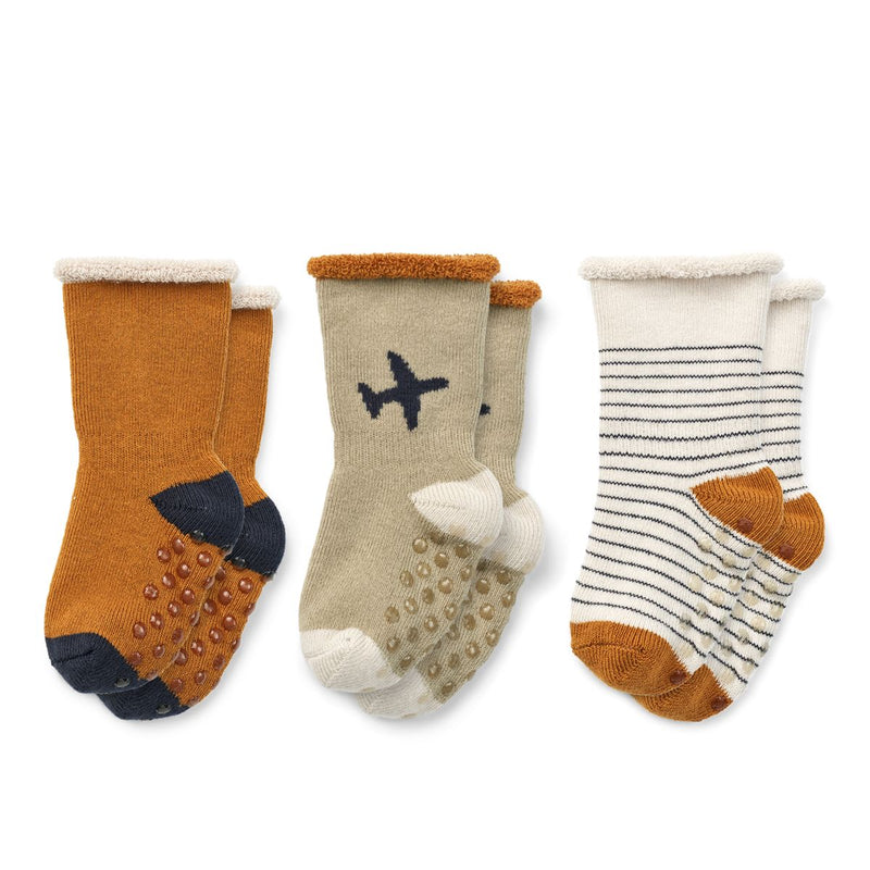 Liewood Eloy Anti-Slip baby socks 3-pack - Gone flying mix - SOCKS/STOCKINGS