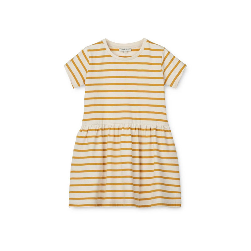 Liewood STRIPED SHORT-SLEEVED DRESS - Y/D stripe Creme de la creme / Yellow mellow - DRESS