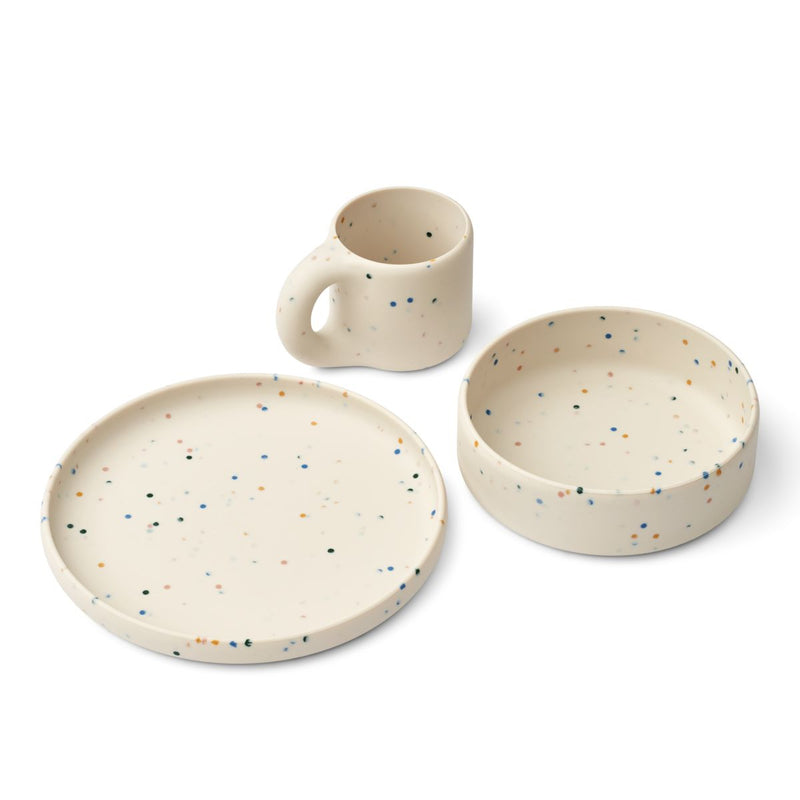 Liewood Andie Junior Set 3 Pack - Splash dots / Sea  shell - TABLEWARE SET