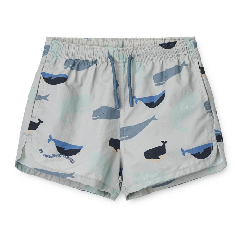 Liewood aiden printed board shorts - Whales / Cloud blue - BOARD SHORTS