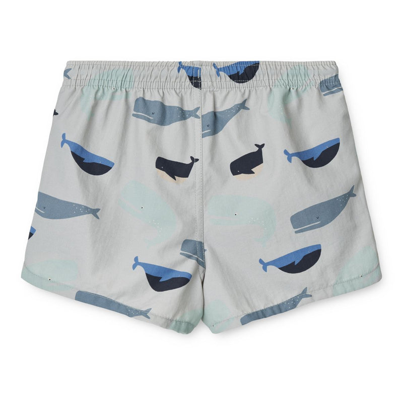 Liewood aiden printed board shorts - Whales / Cloud blue - BOARD SHORTS
