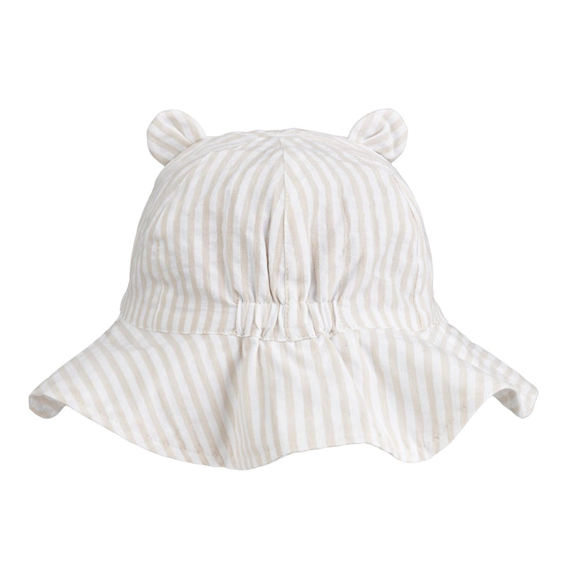 Liewood Amelia seersucker sun hat with ears - Y/D stripes Crisp white / Sandy - HATS/CAP