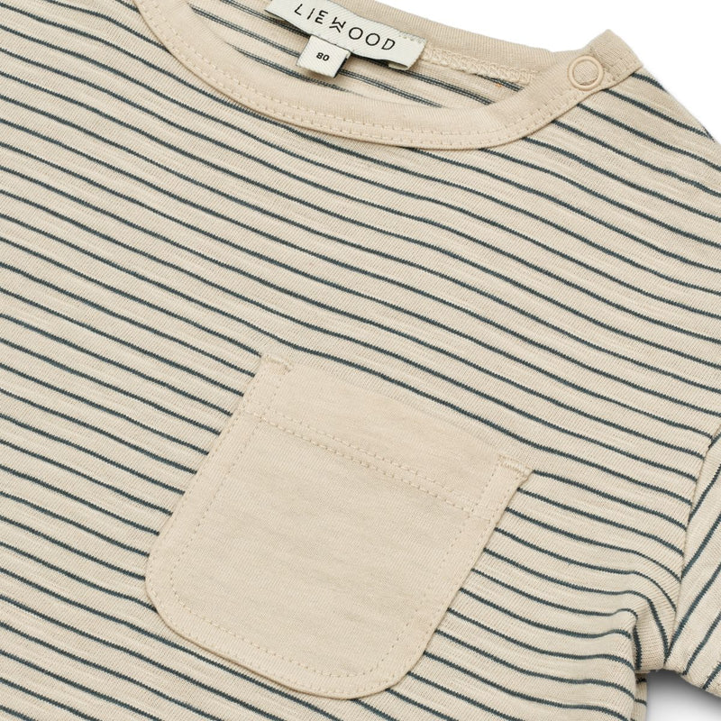 Liewood Dodoma striped baby t-shirt - Y/D stripes Whale blue / Sandy - TSHIRT