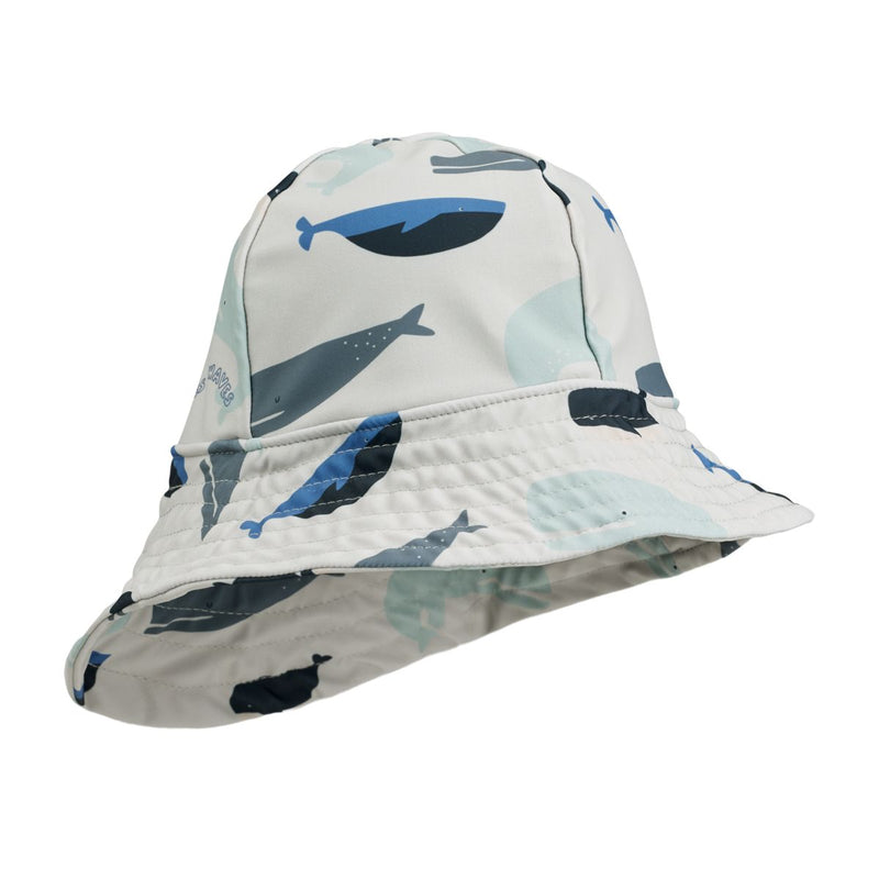 Liewood Josefine wide brim sun hat - Whales / Cloud blue - HATS/CAP