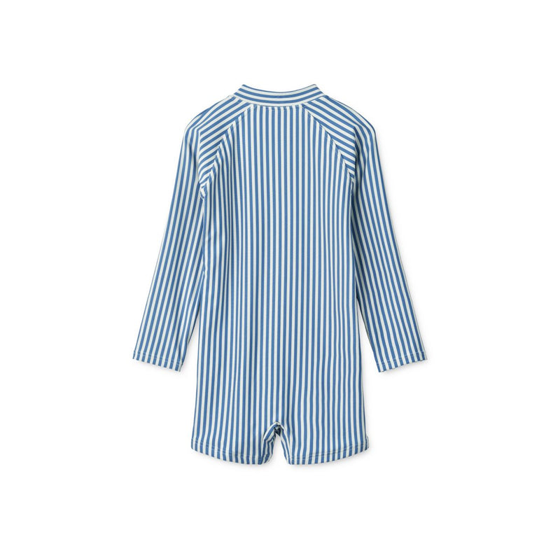 Liewood Max striped long-sleeve swimsuit - Y/D stripe Riverside / Creme de la creme - SWIMSUIT