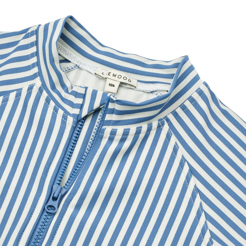 Liewood Max striped long-sleeve swimsuit - Y/D stripe Riverside / Creme de la creme - SWIMSUIT