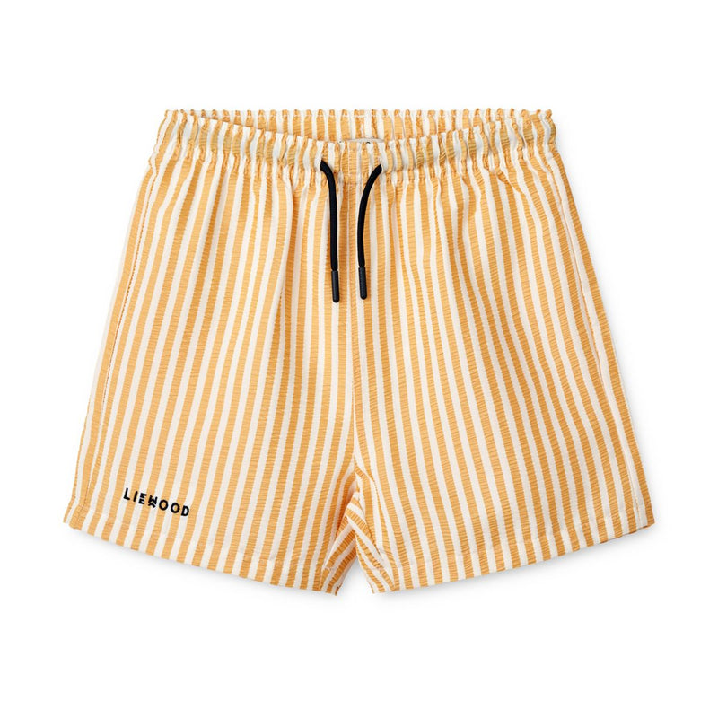 Liewood Duke Striped Swim Trunks - Y/D stripe Yellow Mellow/ Creme de la creme - BOARD SHORTS