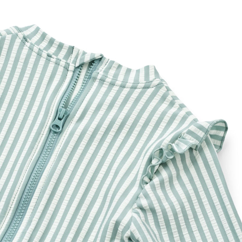 Liewood Sille seersucker Swim Jumpsuit - Y/D stripe: Sea blue/white - SWIMSUIT