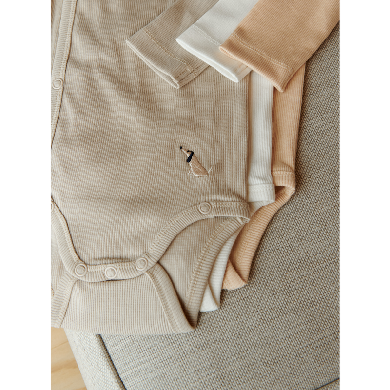 Liewood Hali Bodystocking ls 2 Pack Baby - Dog / oat mix - BODYSTOCKING