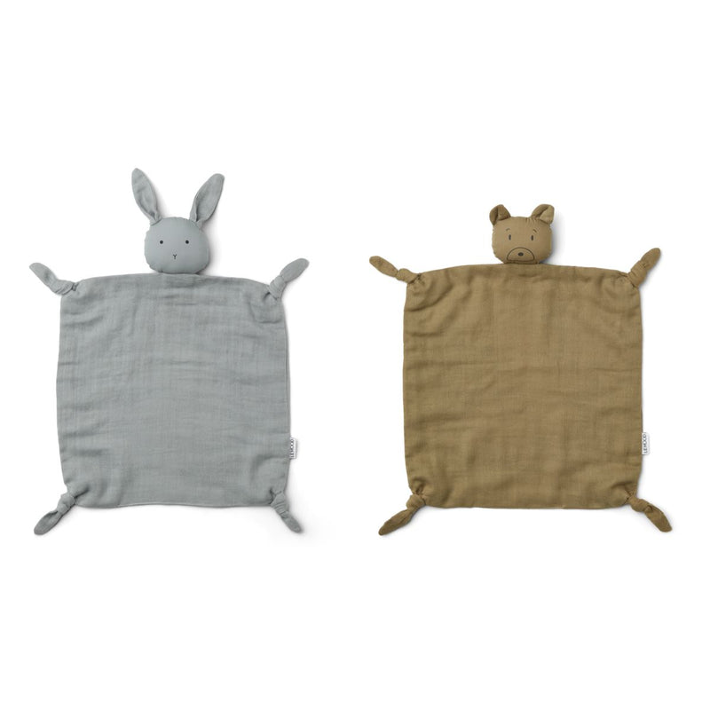 Liewood Agnete Cuddle Cloth - Mr bear khaki / rabbit blue fog - CUDDLE CLOTH