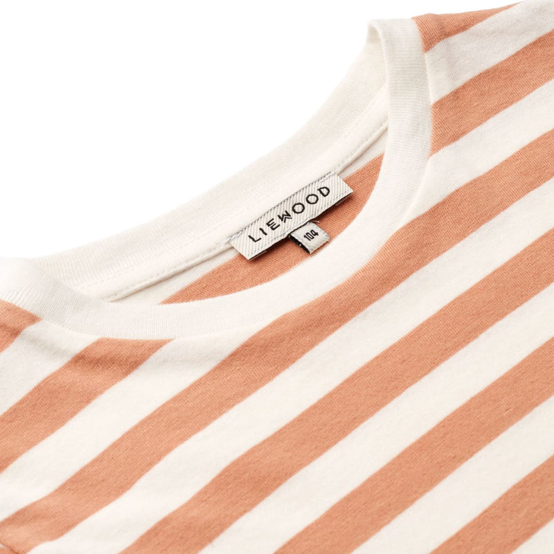 Liewood Apia Y/D stripe T-shirt ls - Y/D stripes White / Tuscany rose - TSHIRT