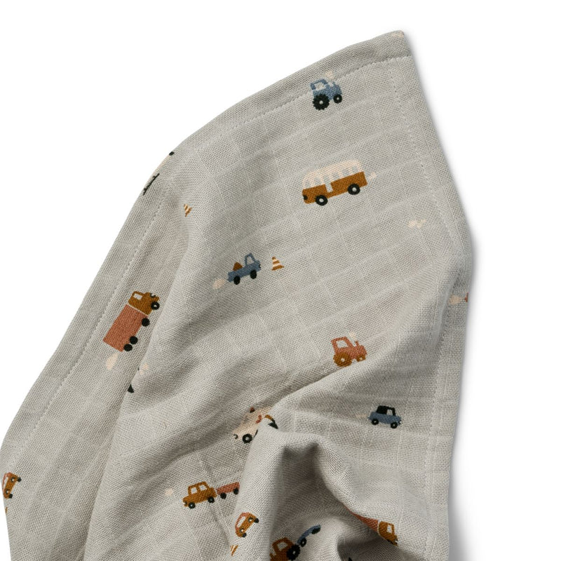Liewood Ben muslin swaddle print - Vehicles / Dove blue - SWADDLE