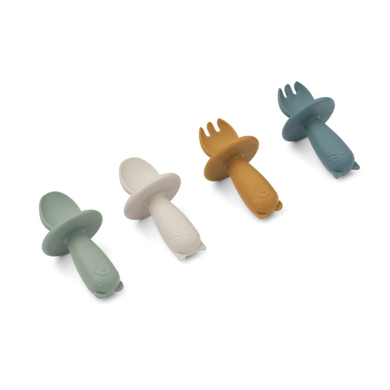 Liewood Avril Baby Cutlery 4-Pack - Faune green multi mix - CUTLERY