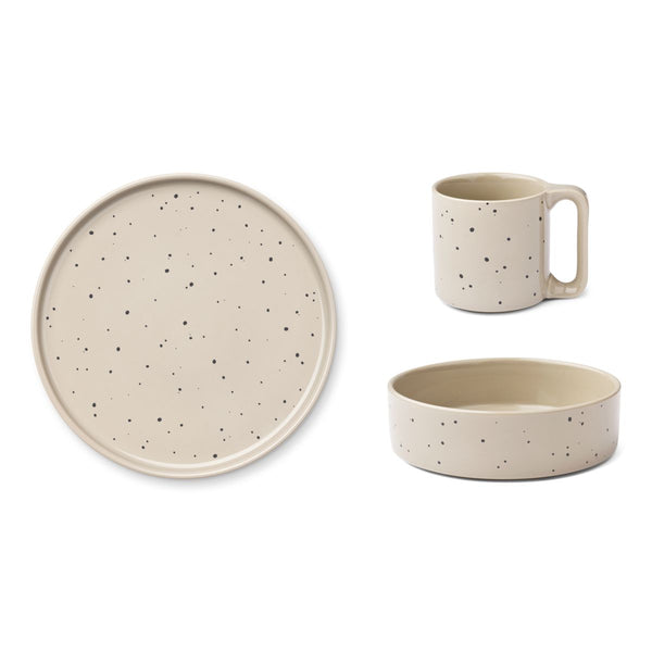 Liewood Camren Porcelain Tableware Set - Splash dots / Mist - TABLEWARE SET