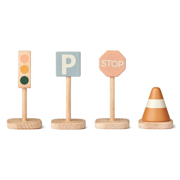 Liewood Village Traffic Signs 4-Pack - Mustard multi mix - GAME